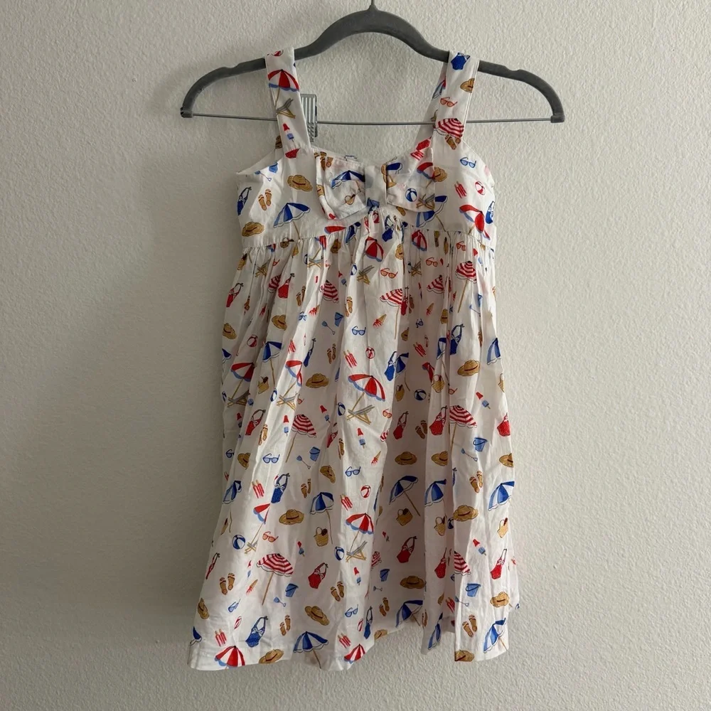 Janie and Jack Youth Girls White Sunshine Sundress with Beach Icons 4th of July